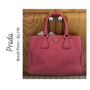 AUTHENTIC Prada $2,199 Vitello Daino Tote Begonia w/ Dustbag